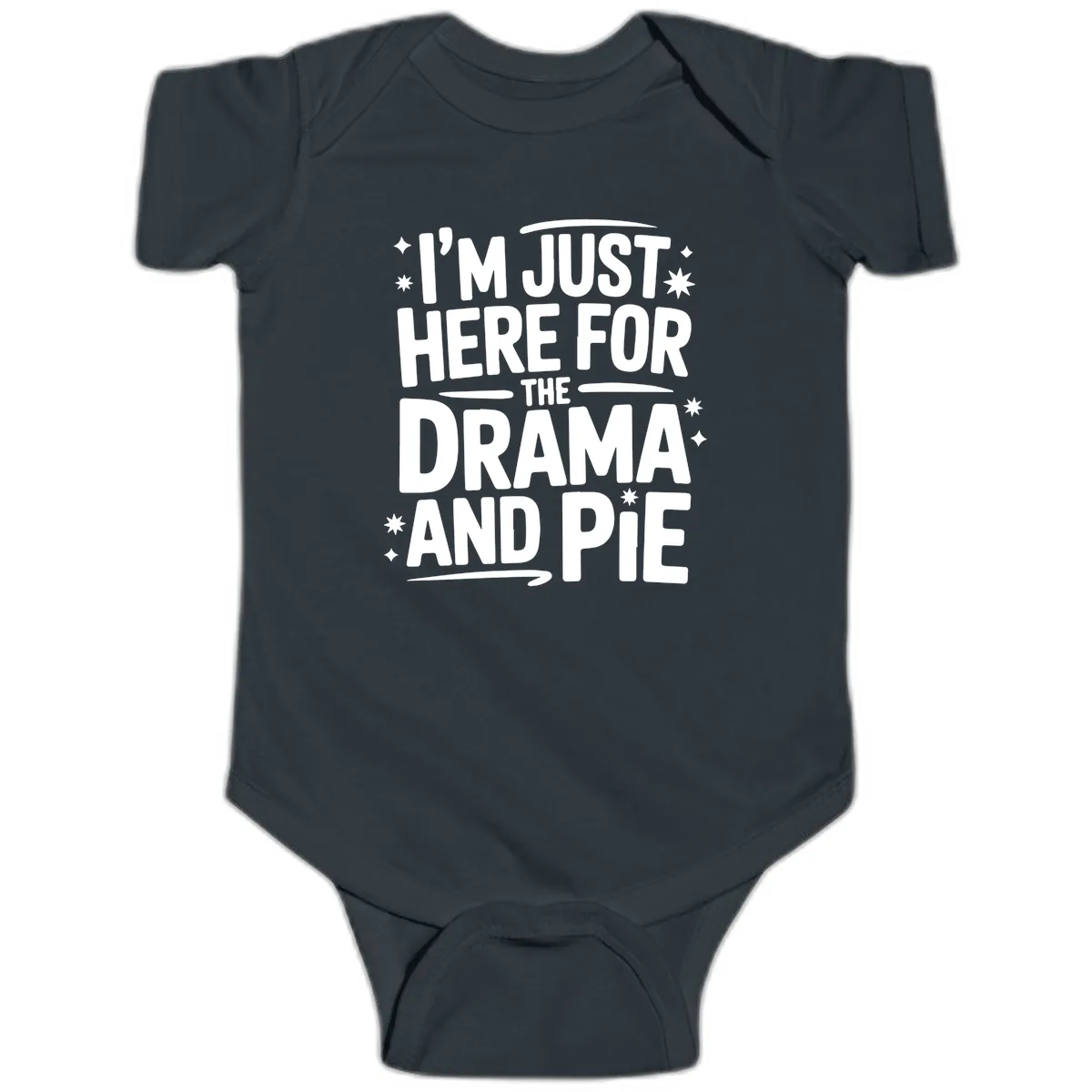 Here For The Drama And Pie Baby Onesie in Black